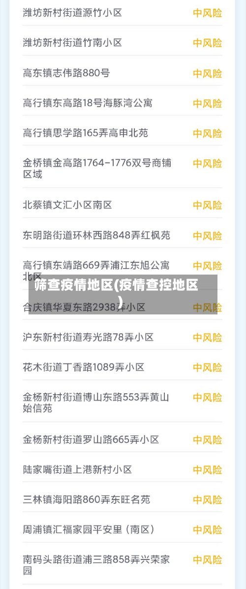 筛查疫情地区(疫情查控地区)